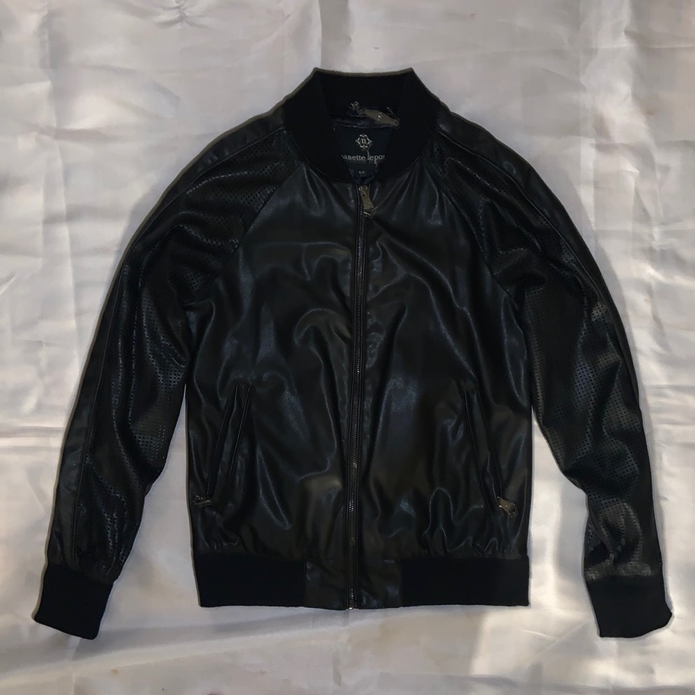 Nanette Leopore Faux Leather Bomber Jacket